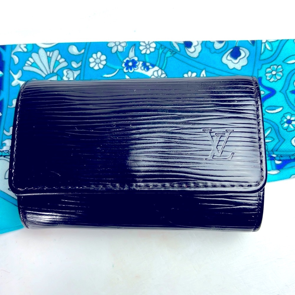 Auth. LV Louis Vuitton Black Epi Multicles 6 Key Ring Hoop Wallet unisex